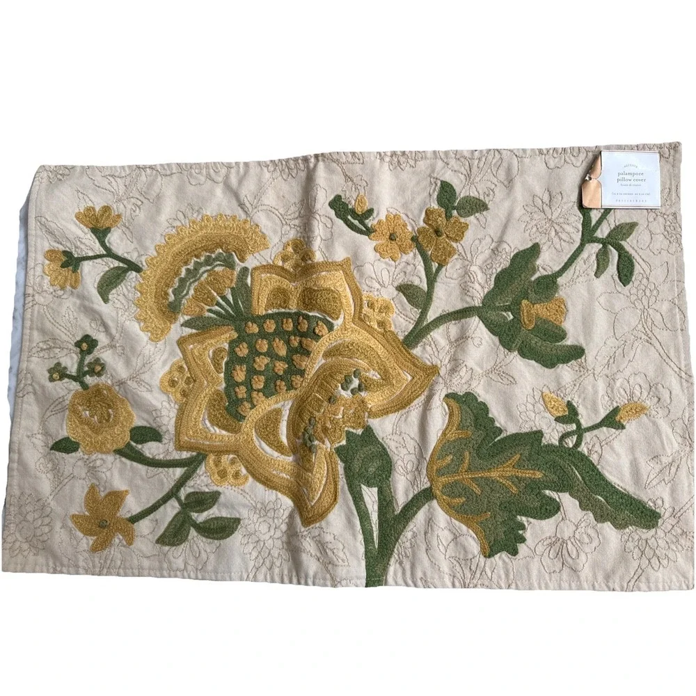 Pottery Barn Palampore Embroidered Lumbar Pillow Cover 16x26
